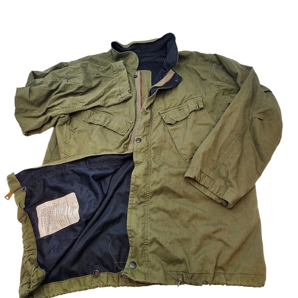 Vtg Military Green Chemical Protective Suit Jacket 8415-00-177-5007 Mens Sz Sm
